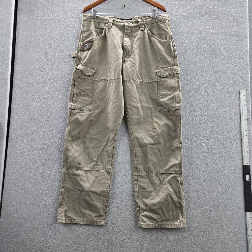 Wrangler Men Pants 36X32 Khaki Cargo Riggs Workwear Relaxed 30" READ